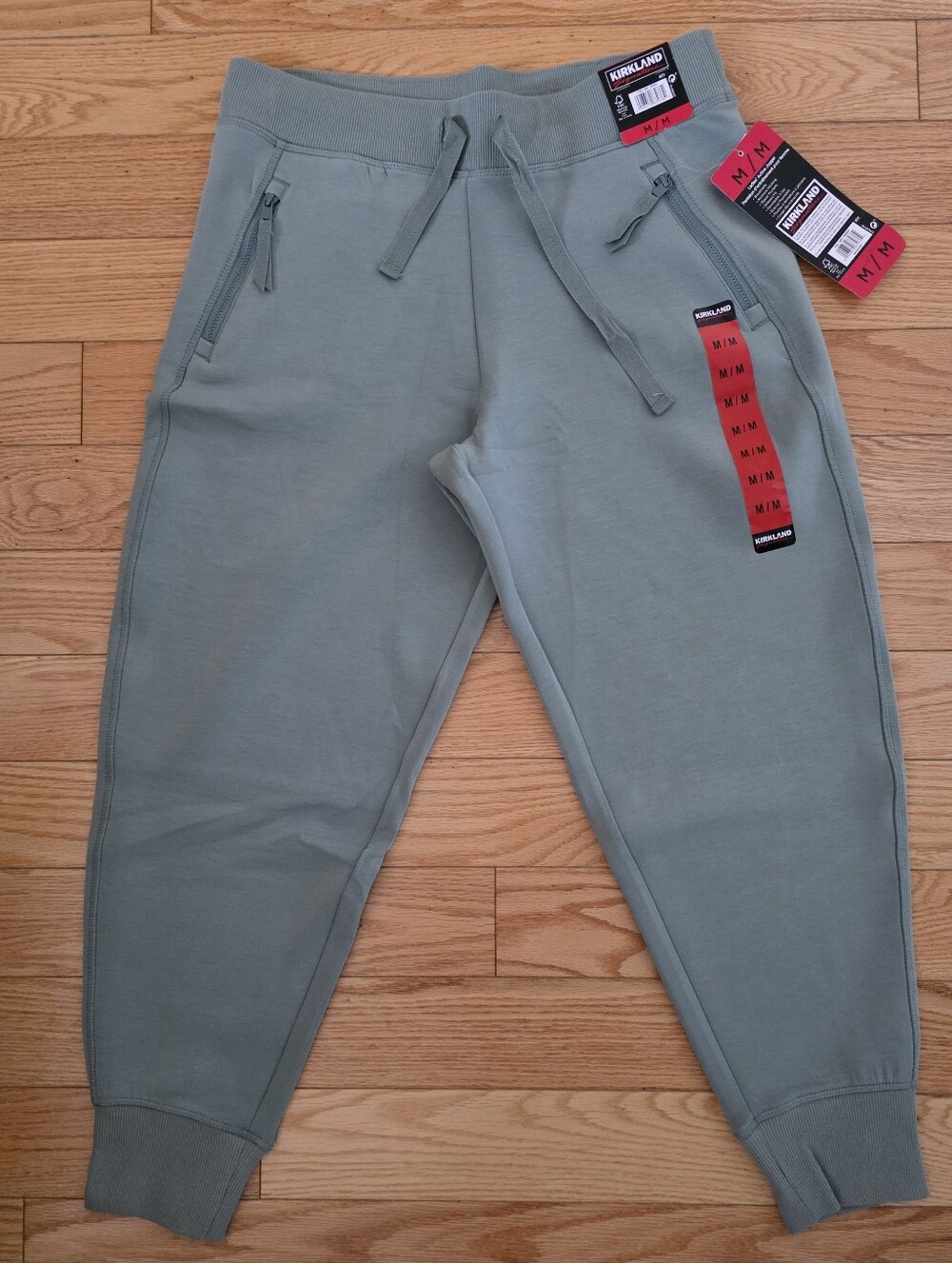 Kirkland Signature Sage Green Joggers With Zipper Pockets, Medium